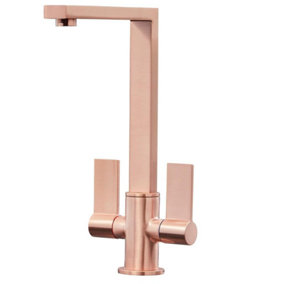 Liquida W17CP Twin Lever 360 Degree Swivel Spout Copper Kitchen Mixer Tap