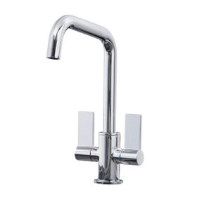 Liquida W18CH Twin Lever D Shape 360 Swivel Spout Chrome Kitchen Mixer Tap