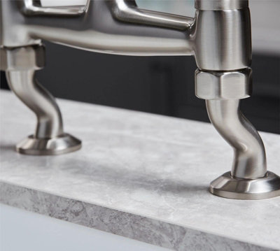 Liquida W23BN Brushed Nickel Traditional Two Hole Bridge Lever Kitchen ...