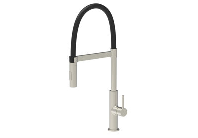 Liquida W24BN S shape Swan Neck 360 Degree Swivel Brushed Nickel Kitchen Tap