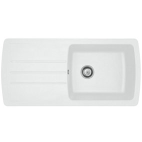 Liquida ZEN100WH 1.0 Bowl BIO Composite Reversible White Kitchen Sink With Waste