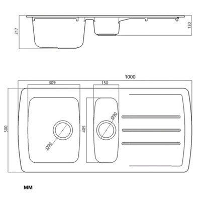 Liquida ZEN150BL 1.5 Bowl BIO Composite Reversible Black Kitchen Sink With Waste