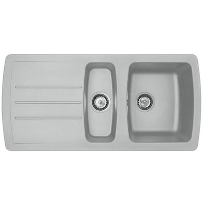 Liquida ZEN150CG 1.5 Bowl Composite Reversible Grey Kitchen Sink And Waste Kit