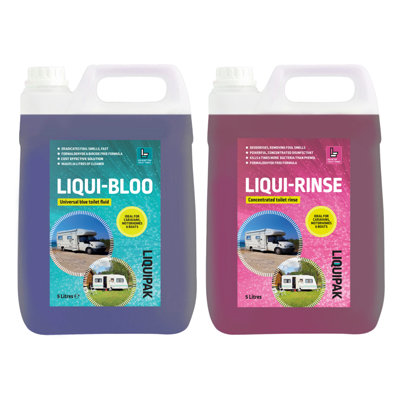 Liquipak Liqui-Bloo & Rinse Caravan Toilet Chemicals, Formaldehyde Free, Pink & Blue 2x5L