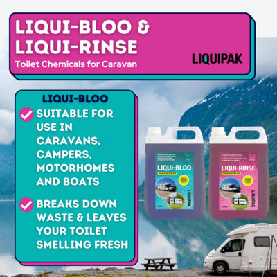 Liquipak Liqui-Bloo & Rinse Caravan Toilet Chemicals, Formaldehyde Free, Pink & Blue 2x5L