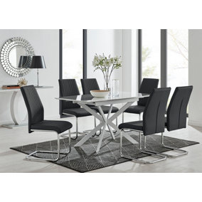 LIRA 120 Extending Dining Table and 6 Black Lorenzo Chairs