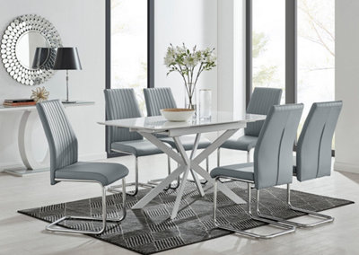 Grey extending dining best sale table and 6 chairs