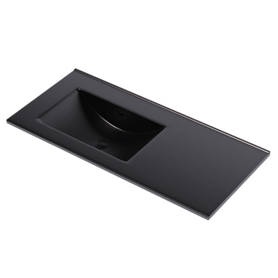 Lira Ceramic 1000mm No Tap Hole Basin Offset Sink - Matt Black