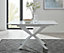 Lira Modern Rectangular White High Gloss Extending Dining Table 100cm 4 or 6 Seater with White Metal Starburst Legs