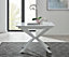 Lira Modern Rectangular White High Gloss Extending Dining Table 100cm 4 or 6 Seater with White Metal Starburst Legs