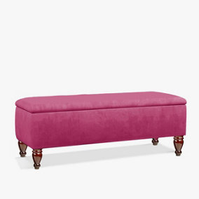 Lisbon 180cm Ottoman Bench with Storage, End of Bed Bench, Rectangle Coffee Table, Wide Ottoman Box- Clared Red Plush Velvet Box
