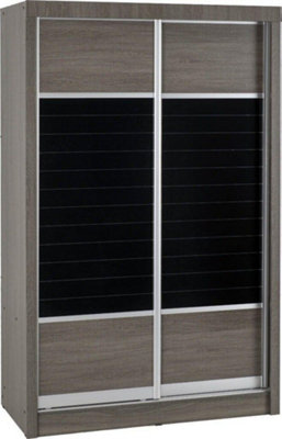 Lisbon 2 Door Sliding Wardrobe in Black Grain 2 Man Delivery