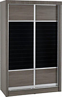 Lisbon 2 Door Sliding Wardrobe - L56 x W117.5 x H187.5 cm - Black Wood Grain