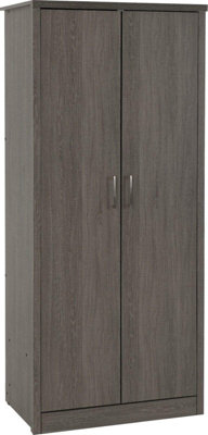 Lisbon 2 Door Wardrobe in Black Wood Grain