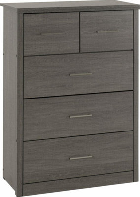 Lisbon 3+2 Drawer Chest in Black Wood Grain