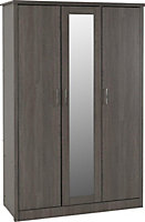 Lisbon 3 Door Wardrobe - L53.5 x W120 x H187 cm - Black Wood Grain