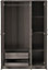 Lisbon 3 Door Wardrobe - L53.5 x W120 x H187 cm - Black Wood Grain