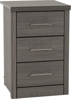 Lisbon 3 Drawer Bedside Chest in Black Wood Grain