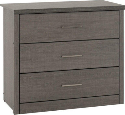 Lisbon 3 Drawer Chest in Black Wood Grain