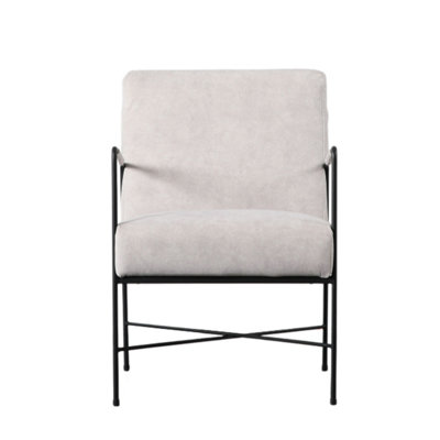 Lisbon Armchair Contemporary Black Metal Frame White