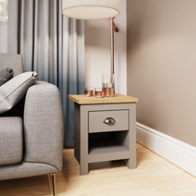 Lisbon Bedside Cabinet Bedroom Furniture Nightstand Table 1 Drawer Light Grey