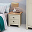 Lisbon Bedside Cabinet Bedroom Furniture Nightstand Table 2 Drawers Cream