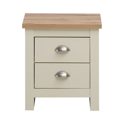 Lisbon Bedside Cabinet Bedroom Furniture Nightstand Table 2 Drawers Cream