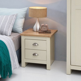 Lisbon Bedside Cabinet Bedroom Furniture Nightstand Table 2 Drawers Cream