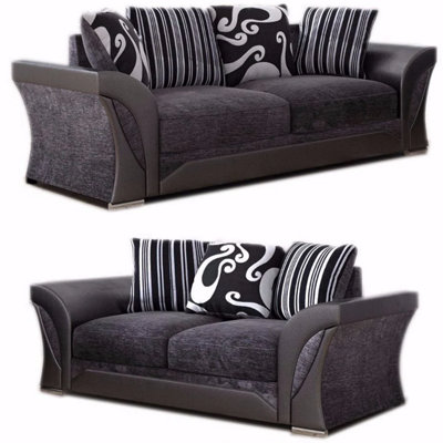 Buy Lisbon Black and Grey Fabric Sofa Suite 3 Seater and 2 Seater at B&Q