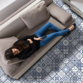 Lisbon Blue Tiles Self-adhesive kitchen, bathroom, home floor sticker 120cmx60cm