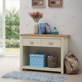 Lisbon Console Hall Way Table with 2 Drawers Cream
