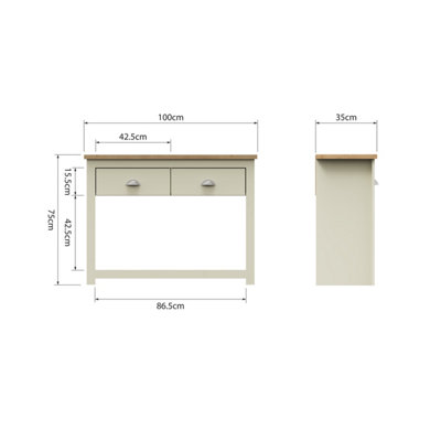Lisbon Console Hall Way Table with 2 Drawers Cream