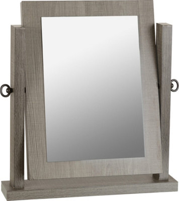 Lisbon Dressing Table Mirror in Black Wood Grain Finish Adjustable Swivel Base