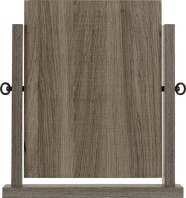 Lisbon Dressing Table Mirror in Black Wood Grain Finish Adjustable Swivel Base