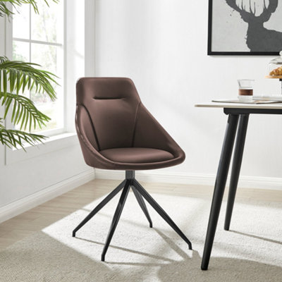 Lisbon Faux Leather Swivel Brown Dining Chair