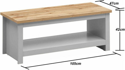 Lisbon Grey and Oak Coffee Table With Open Shelf Storage