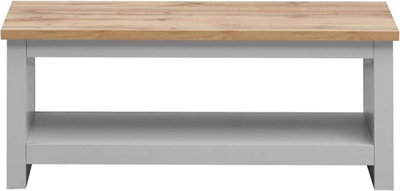 Lisbon Grey and Oak Coffee Table With Open Shelf Storage