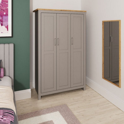 Lisbon Light Grey 3 Door Wardrobe