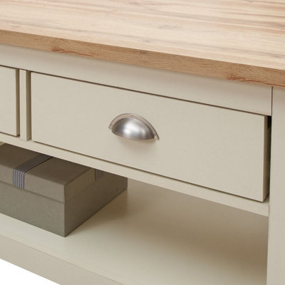 Lisbon Living Room 2 Drawer Coffee Table Cream Storage Furniture
