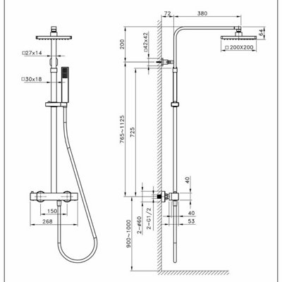 Lisbon Rainfall Shower Header Mixer Tap with Thermostatic Control
