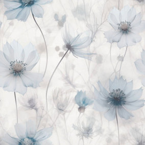 Lissa Flowers Wallpaper Blue Muriva 215502