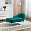 Lissone 130cm Wide Green Velvet Fabric Shell Back Chaise Lounge Sofa with Golden Coloured Legs