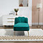 Lissone 130cm Wide Green Velvet Fabric Shell Back Chaise Lounge Sofa with Golden Coloured Legs