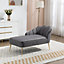 Lissone 130cm Wide Grey Velvet Fabric Shell Back Chaise Lounge Sofa with Golden Coloured Legs