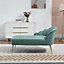 Lissone 130cm Wide Mint Velvet Fabric Shell Back Chaise Lounge Sofa with Golden Coloured Legs