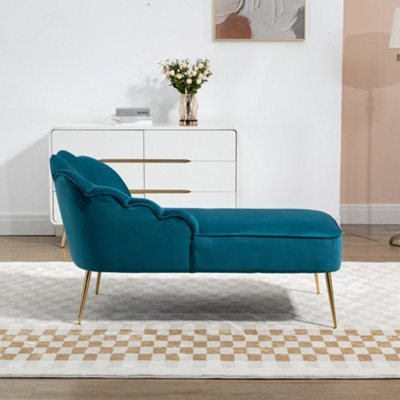 Teal velvet store chaise sofa