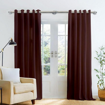 Lister Cartwright 25mm Chrome Industrial Pipe Eyelet Fixed Curtain Pole ...
