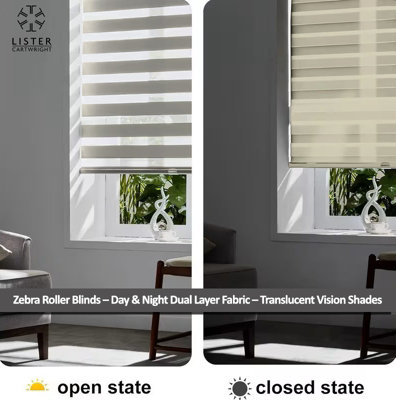 Lister Cartwright Day and Night/Zebra Blinds, Premium Quality
