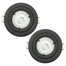 Litecraft 2 Pack Black Modern IP20 Fire Rated Fixed Downlights
