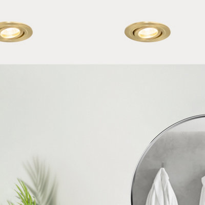 Litecraft 2 Pack Satin Brass 1 Lamp Modern Bathroom Downlights